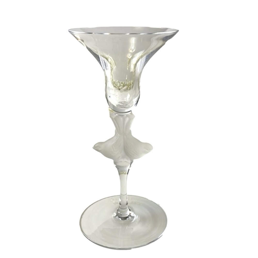 Sasaki Crystal Wings Frosted Doves Art Deco Candle Stick Holder 7.2” Tall